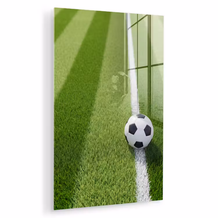 Glas schilderij - Voetbal - Grasveld - Sport - Groen — 1