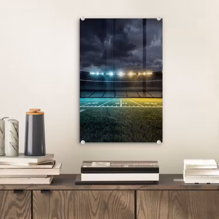 Glas schilderij - Voetbal - Stadion - Nacht - Modern — 2
