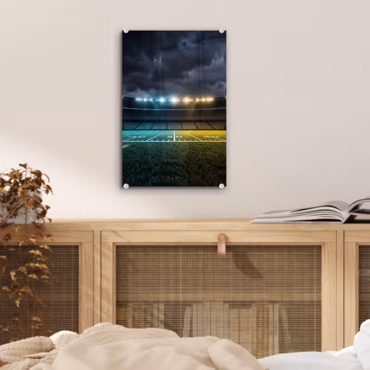 Glas schilderij - Voetbal - Stadion - Nacht - Modern — 5