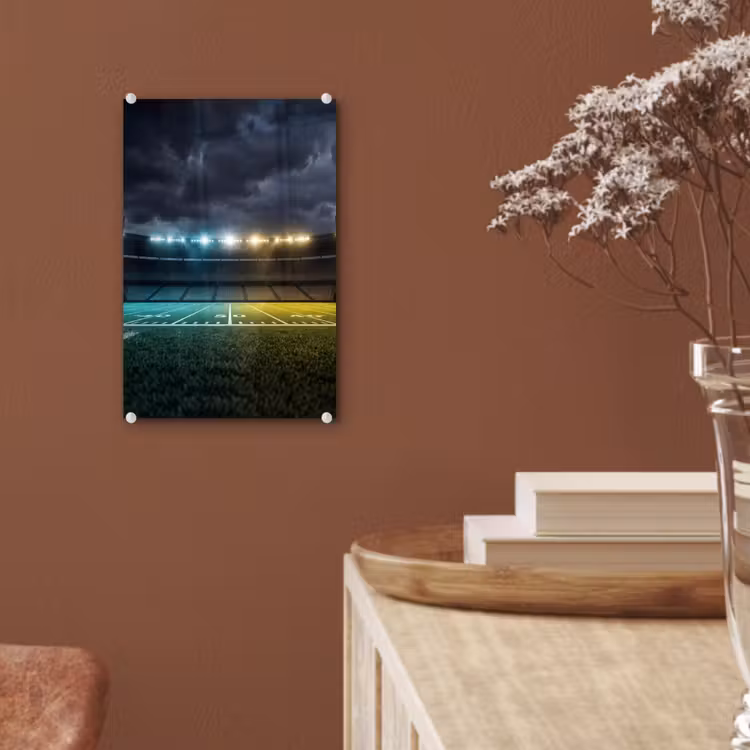 Glas schilderij - Voetbal - Stadion - Nacht - Modern — 6