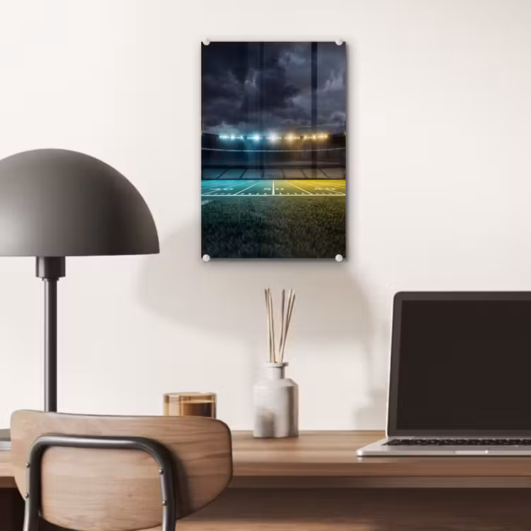 Glas schilderij - Voetbal - Stadion - Nacht - Modern — 7
