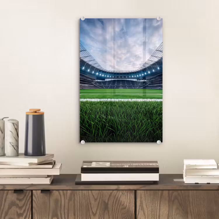 Glas schilderij - Voetbal - Stadion - Sport - Groen — 2