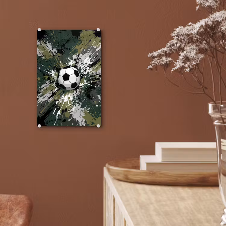 Glas schilderij - Voetbal - Verf - Spetters - Groen — 6