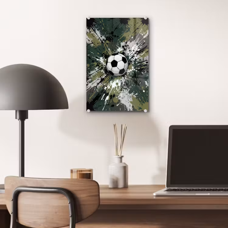 Glas schilderij - Voetbal - Verf - Spetters - Groen — 7