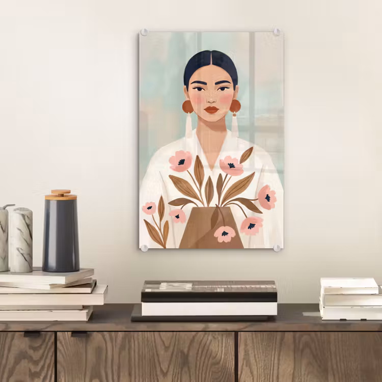 Glas schilderij - Vrouw - Kimono - Pastel — 2