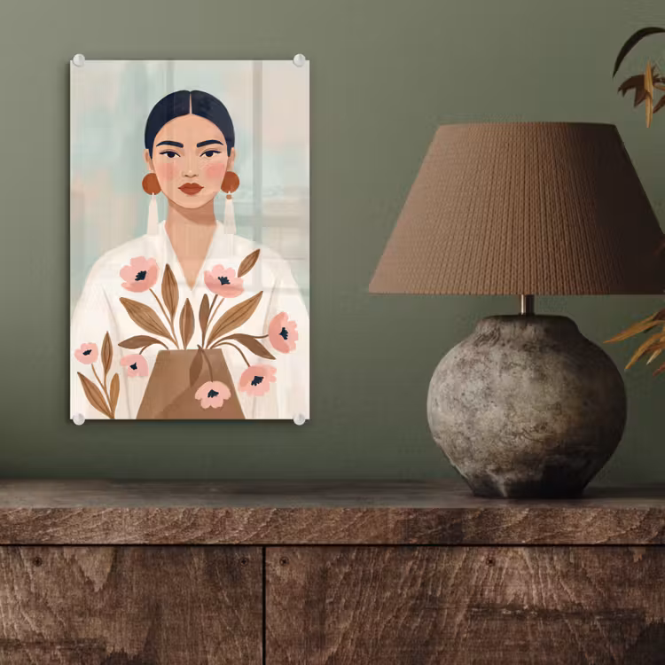 Glas schilderij - Vrouw - Kimono - Pastel — 4