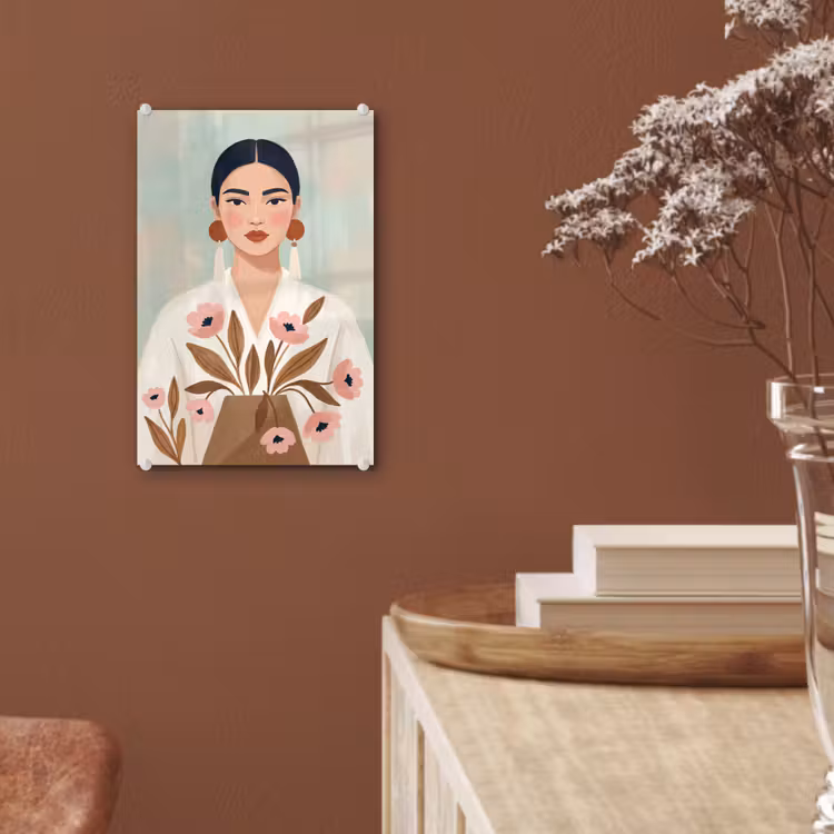 Glas schilderij - Vrouw - Kimono - Pastel — 6