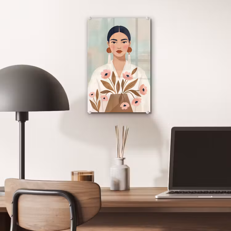 Glas schilderij - Vrouw - Kimono - Pastel — 7