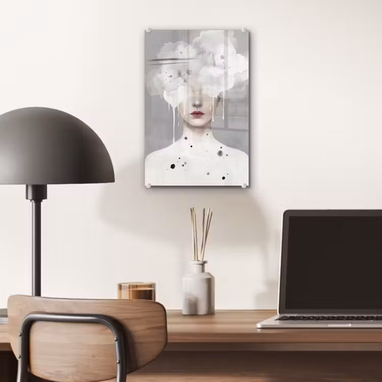 Glas schilderij - Vrouw - Wolk - Grijs — 7