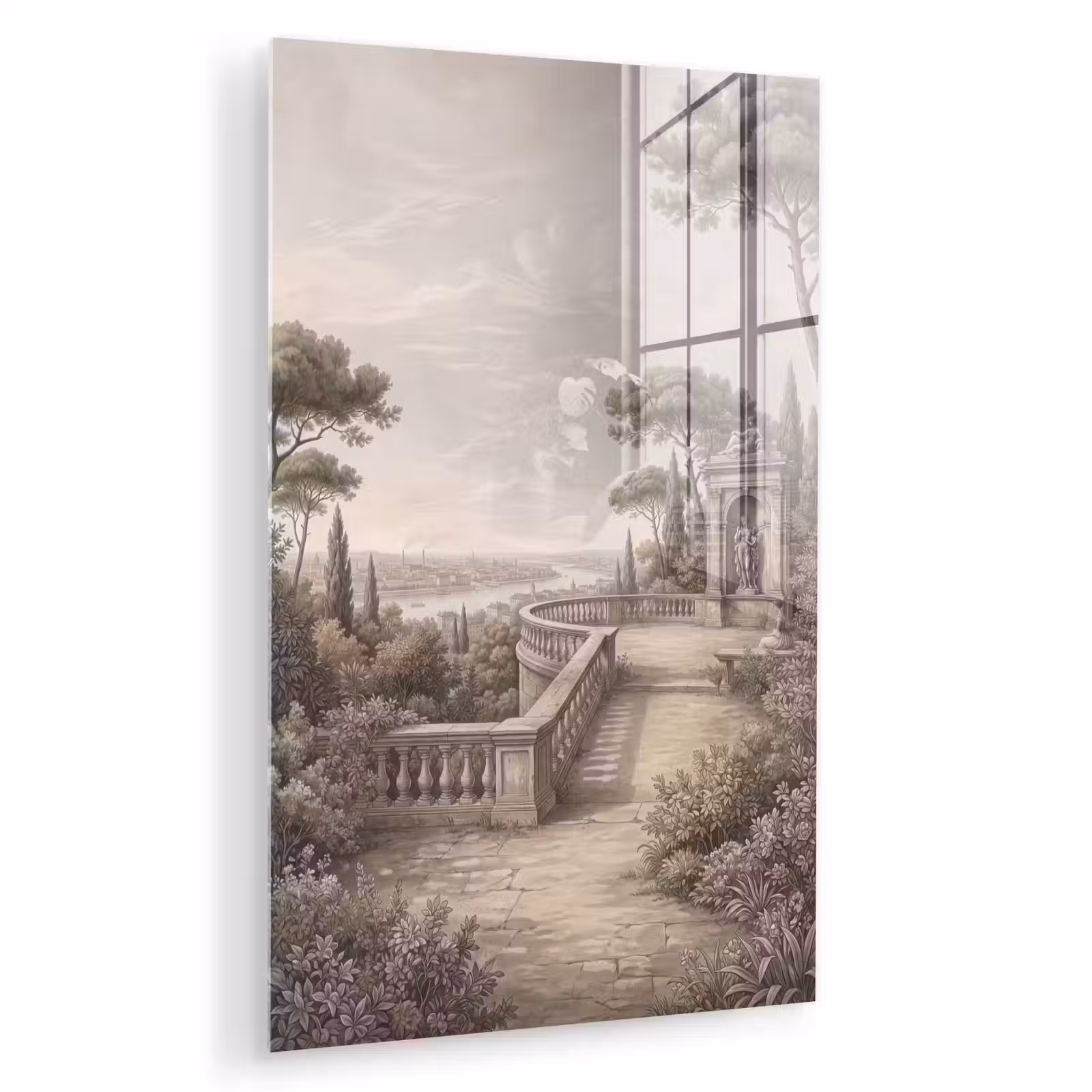Glas schilderij - Terras - Stad - Uitzicht - Rivier — 1