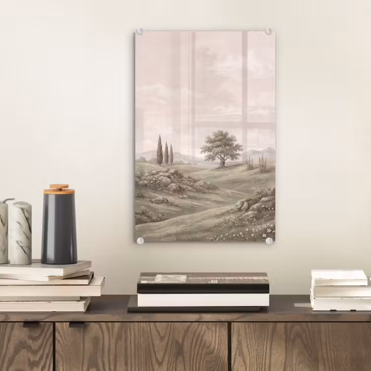 Glas schilderij - Heuvellandschap - Bomen - Natuur - Groen — 2