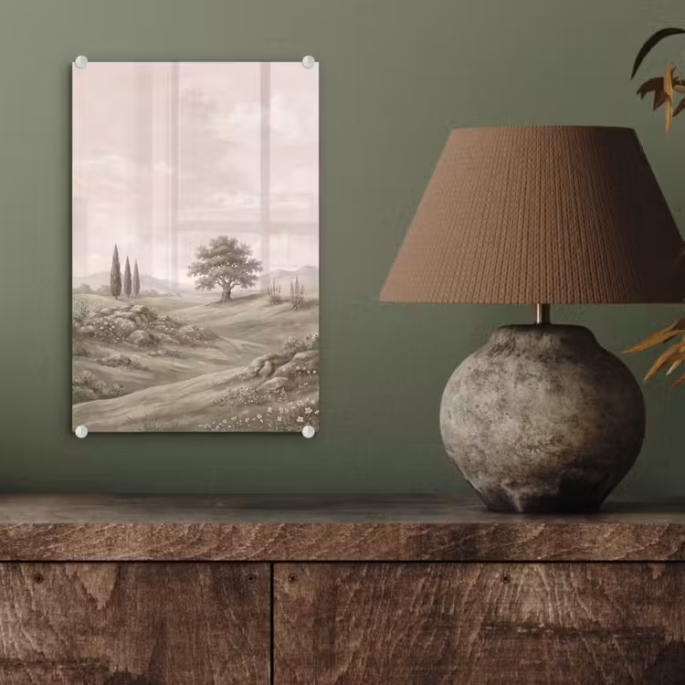 Glas schilderij - Heuvellandschap - Bomen - Natuur - Groen — 4