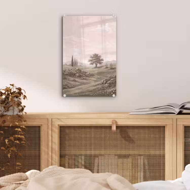 Glas schilderij - Heuvellandschap - Bomen - Natuur - Groen — 5