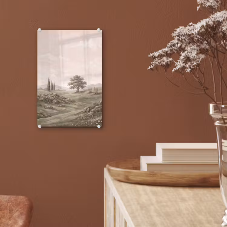 Glas schilderij - Heuvellandschap - Bomen - Natuur - Groen — 6