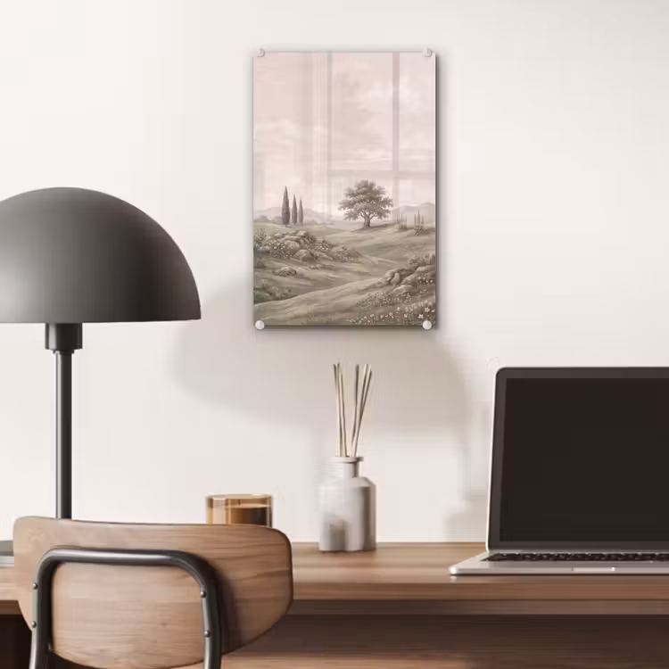 Glas schilderij - Heuvellandschap - Bomen - Natuur - Groen — 7
