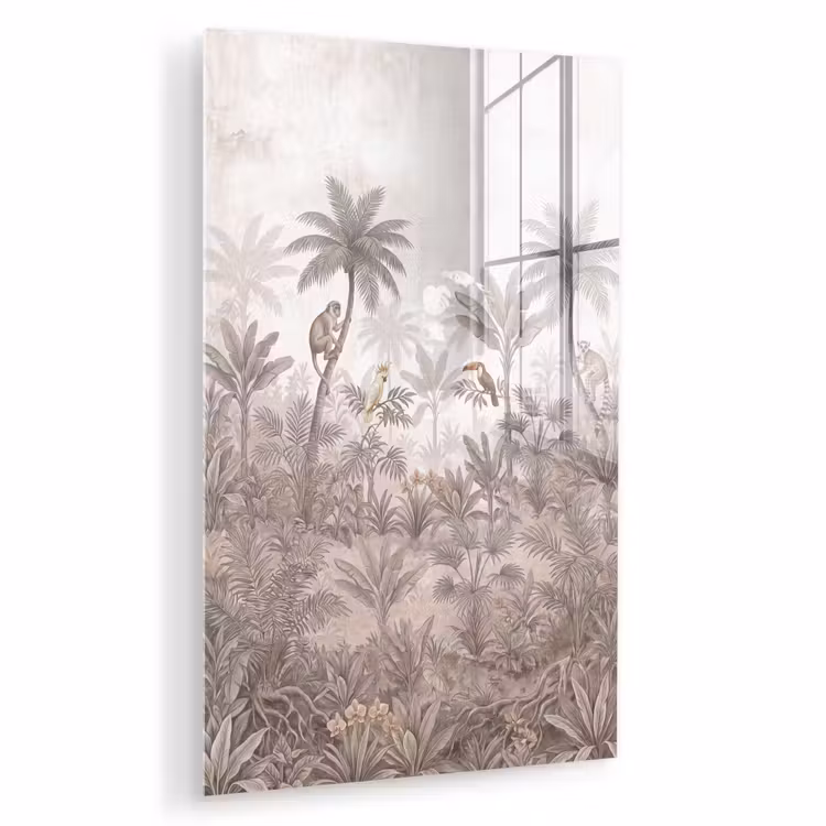 Glas schilderij - Jungle - Dieren - Palmbomen — 1