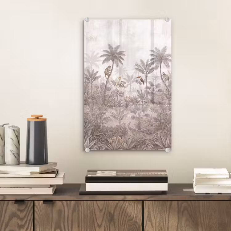 Glas schilderij - Jungle - Dieren - Palmbomen — 2