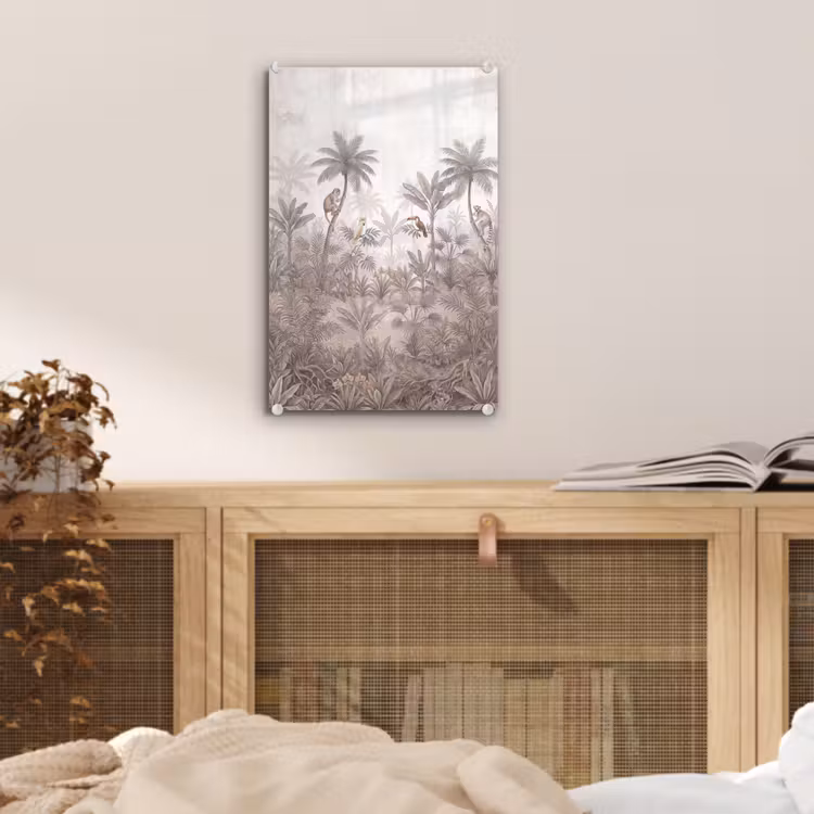 Glas schilderij - Jungle - Dieren - Palmbomen — 5