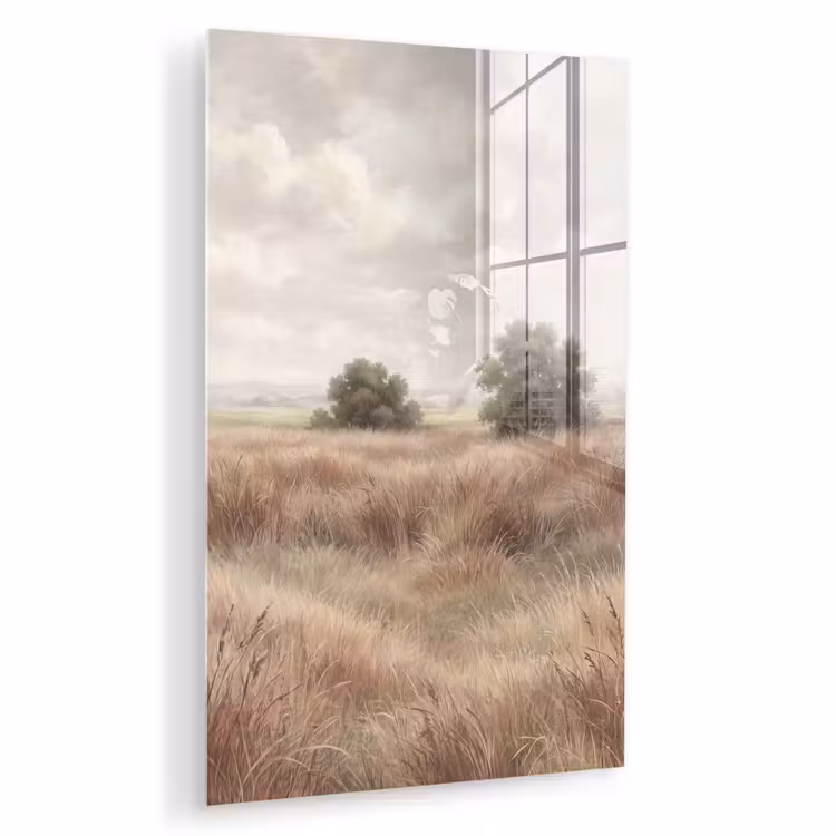 Glas schilderij - Landschap - Minimalistisch - Beige — 1