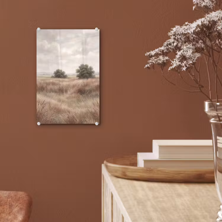 Glas schilderij - Landschap - Minimalistisch - Beige — 6