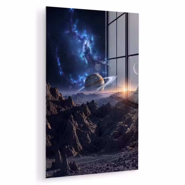 Glas schilderij - Fantasy - Kosmos - Landschap — 1