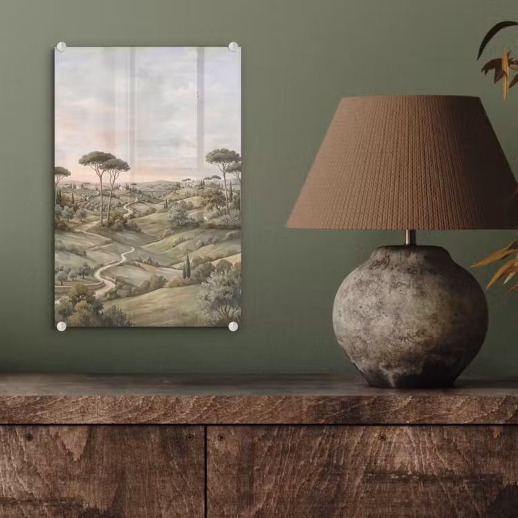 Glas schilderij - Landschap - Heuvels - Zandpad - Groen — 4