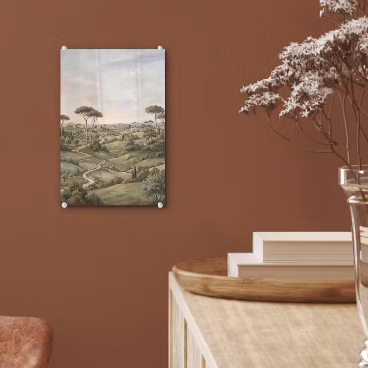 Glas schilderij - Landschap - Heuvels - Zandpad - Groen — 6