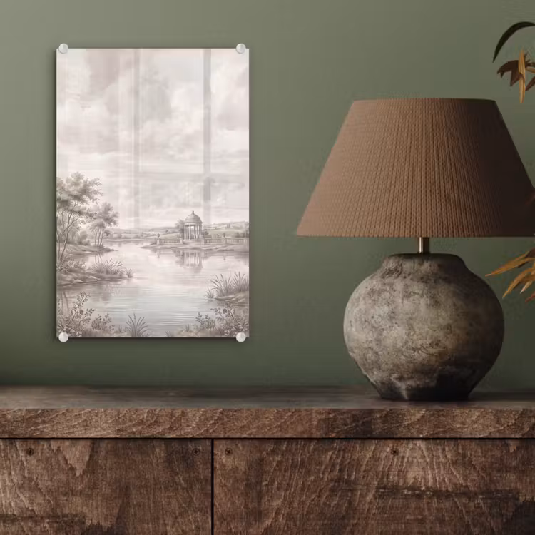 Glas schilderij - Landschap - Water - Natuur - Sepia — 4