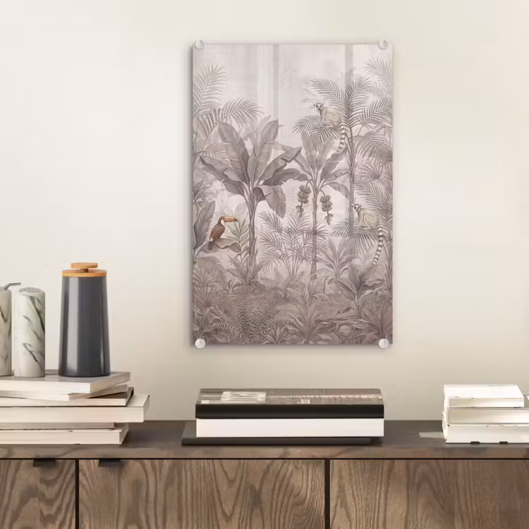 Glas schilderij - Natuur - Jungle - Ringstaartmaki - Bruin — 2