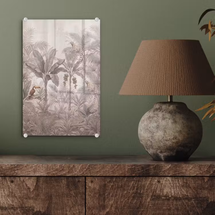 Glas schilderij - Natuur - Jungle - Ringstaartmaki - Bruin — 4
