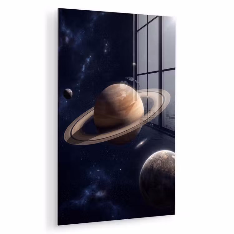 Glas schilderij - Planeten - Saturnus - Ruimte — 1