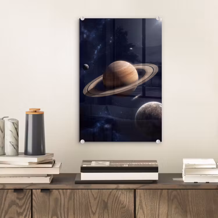 Glas schilderij - Planeten - Saturnus - Ruimte — 2