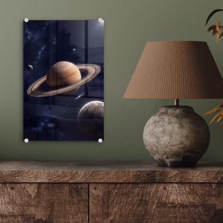 Glas schilderij - Planeten - Saturnus - Ruimte — 4