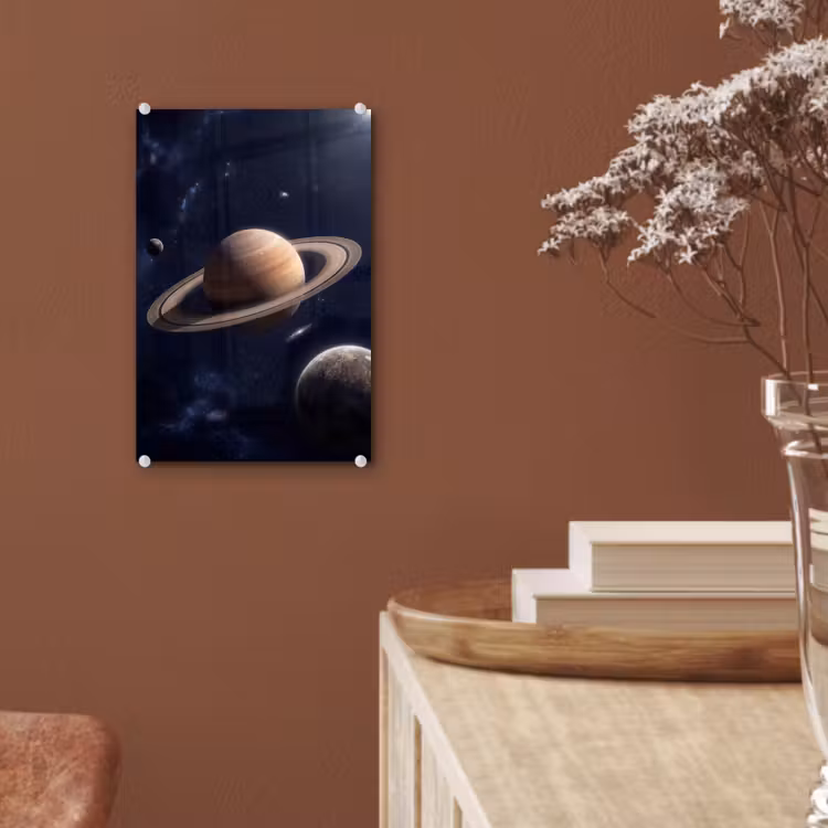 Glas schilderij - Planeten - Saturnus - Ruimte — 6