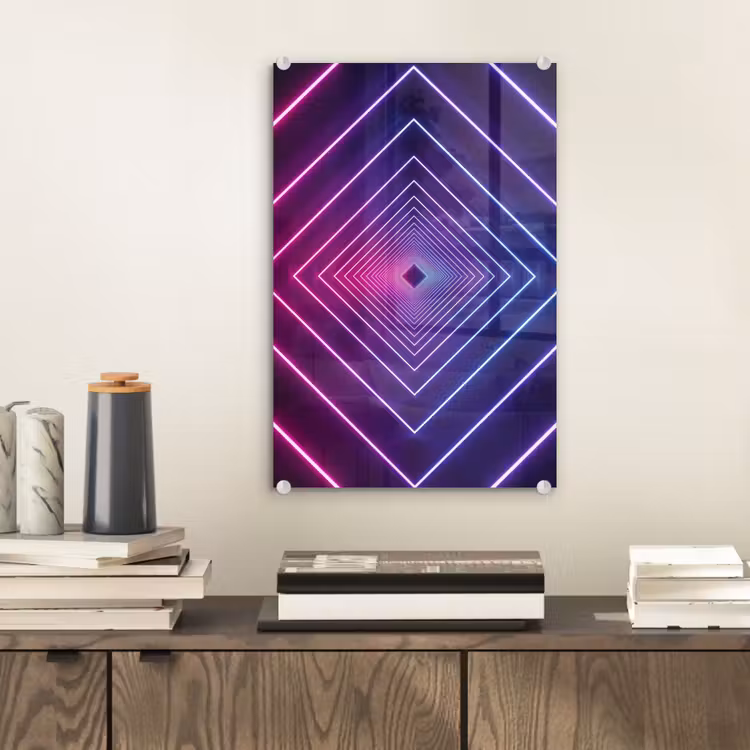 Glas schilderij - Driedimensionaal - Tunnel - Ruimte — 2
