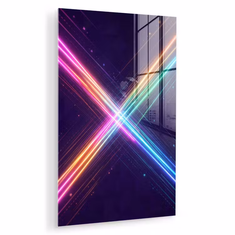 Glas schilderij - Kruisen - Lasterstralen - Neon — 1