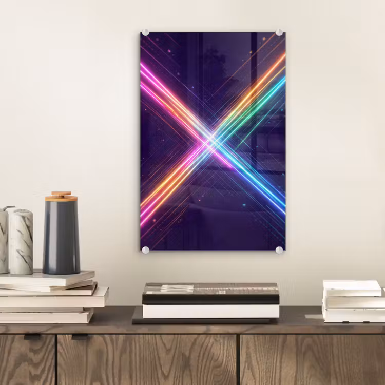 Glas schilderij - Kruisen - Lasterstralen - Neon — 2