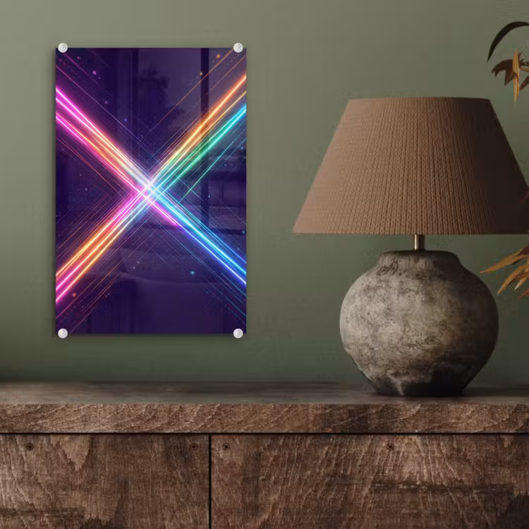 Glas schilderij - Kruisen - Lasterstralen - Neon — 4