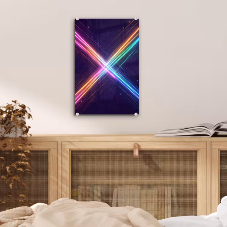 Glas schilderij - Kruisen - Lasterstralen - Neon — 5