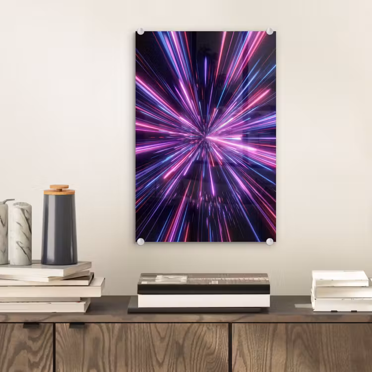 Glas schilderij - Lichtsnelheid - Ruimte - Roze - Paars — 2
