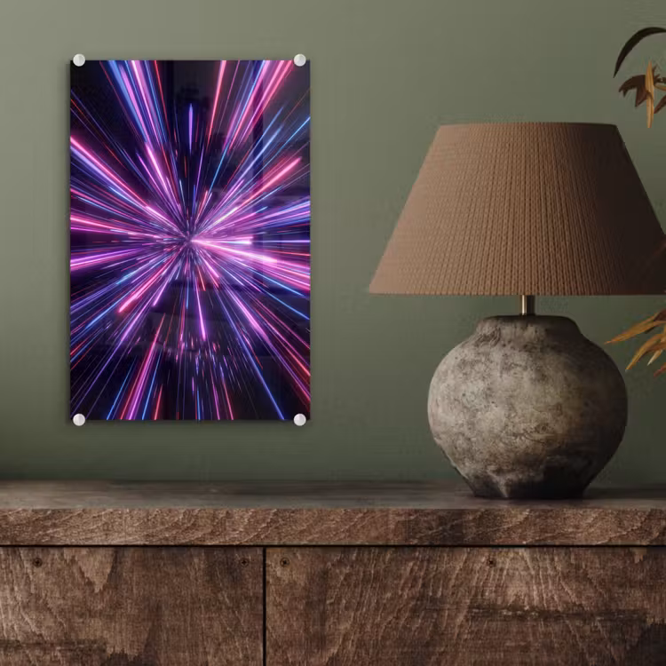Glas schilderij - Lichtsnelheid - Ruimte - Roze - Paars — 4