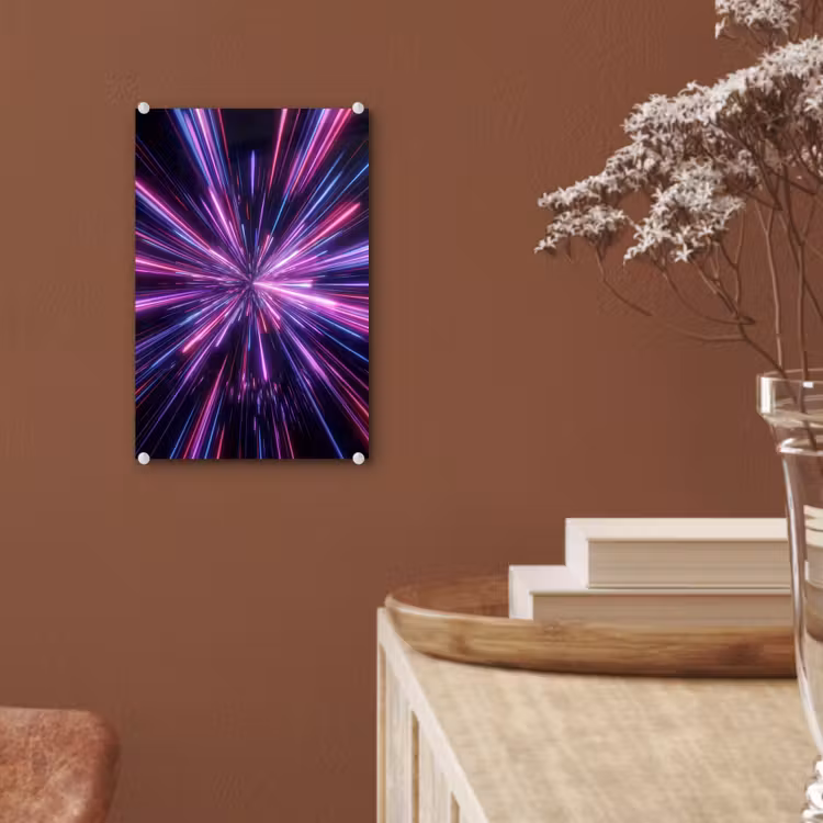 Glas schilderij - Lichtsnelheid - Ruimte - Roze - Paars — 6