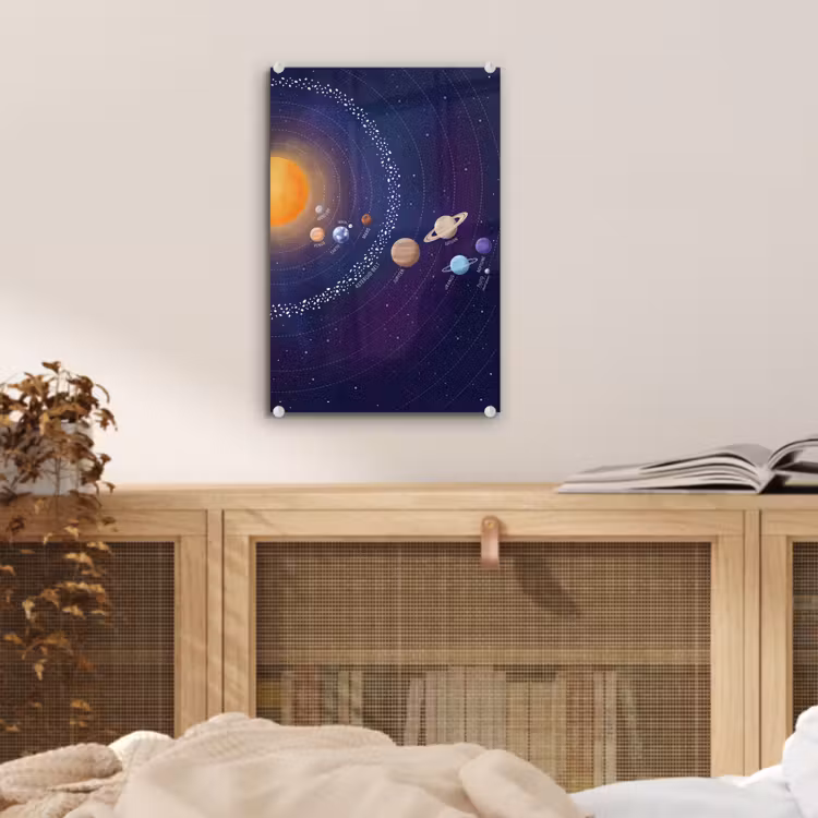 Glas schilderij - Planetenstelsel - Ruimte - Illustratie — 5