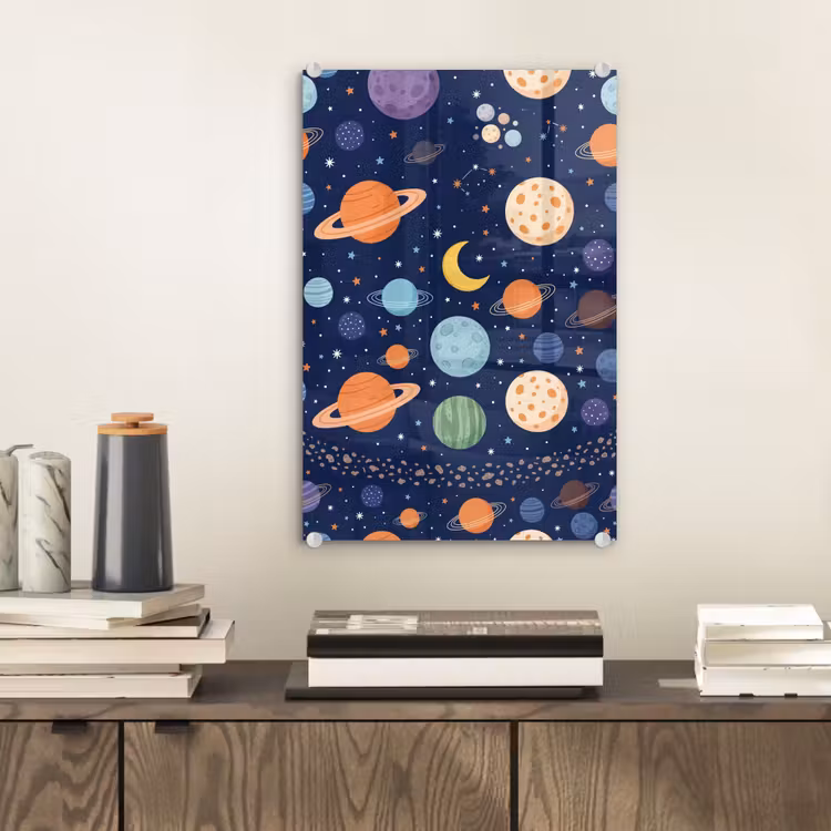 Glas schilderij - Ruimte - Planeten - Kleurrijk — 2