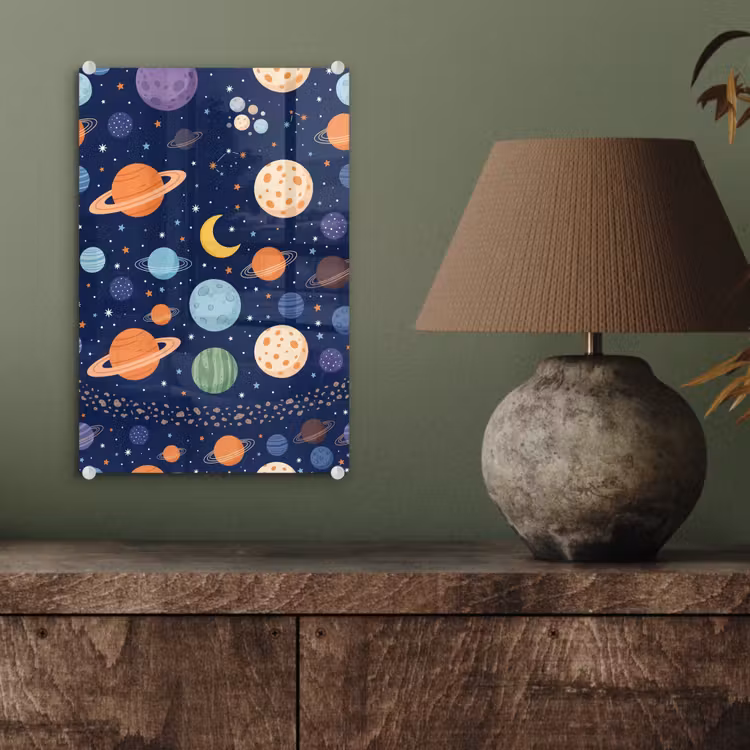 Glas schilderij - Ruimte - Planeten - Kleurrijk — 4