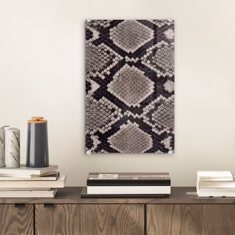 Glas schilderij - Slangenleer - Patroon - Beige — 2