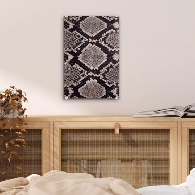 Glas schilderij - Slangenleer - Patroon - Beige — 5
