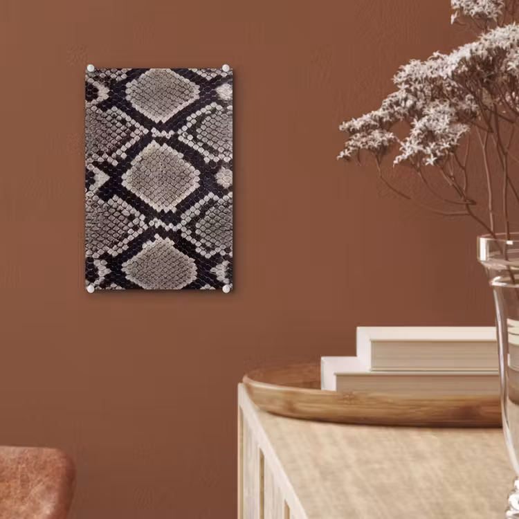 Glas schilderij - Slangenleer - Patroon - Beige — 6