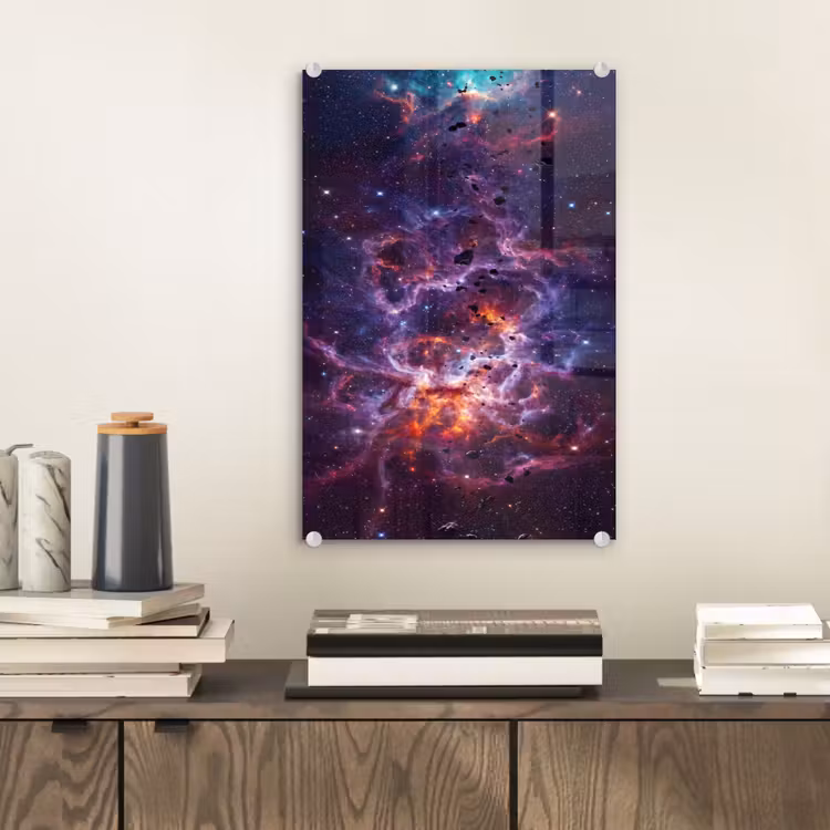 Glas schilderij - Space - Stars - Abstract - Colorful — 2