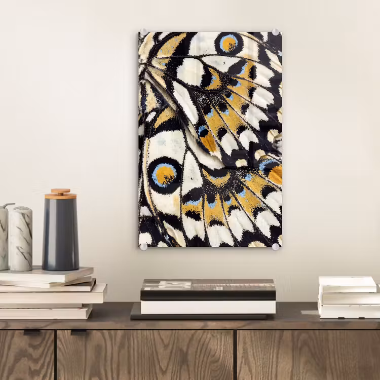 Glas schilderij - Vlinder - Vleugel - Geel — 2